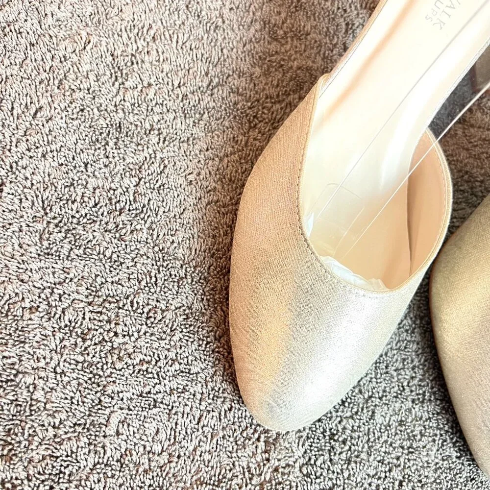 Touch Ups Womens 8M Amanda Champagne Gold Closed Toe Block Heels Pumps Shoes - Picture 3 of 13